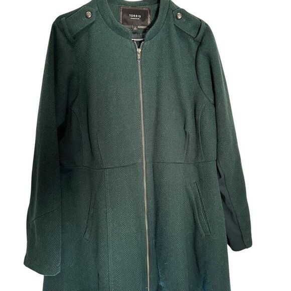 Torrid Military Inspired Zip Front Coat Jacket Green Size 2 - Picture 1 of 6